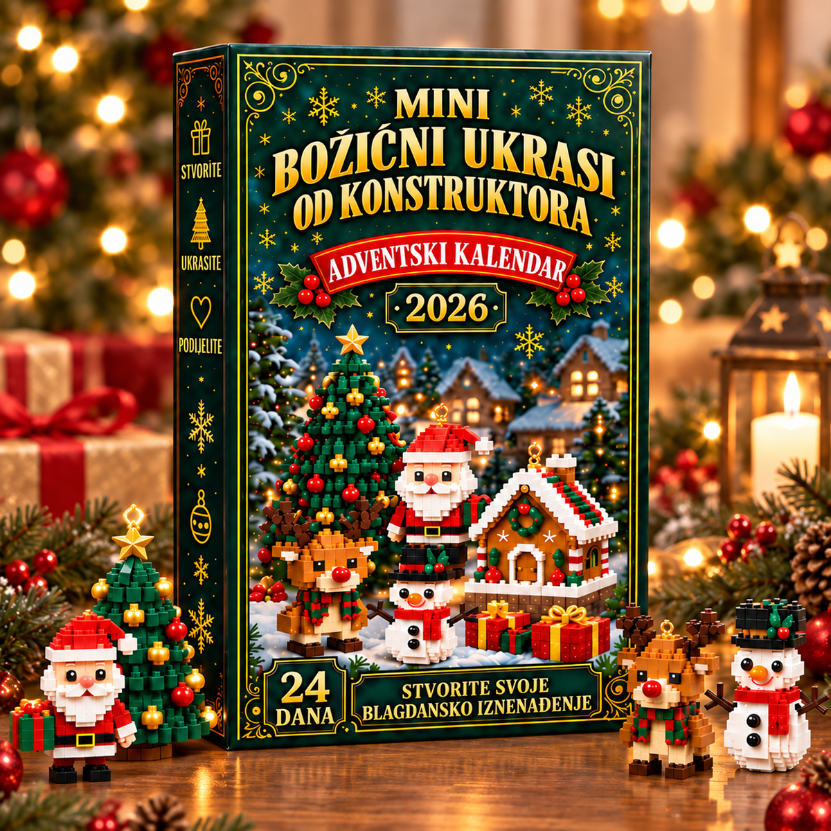 Adventski kalendar s 24 mini božićna ukrasa za slaganje – 2