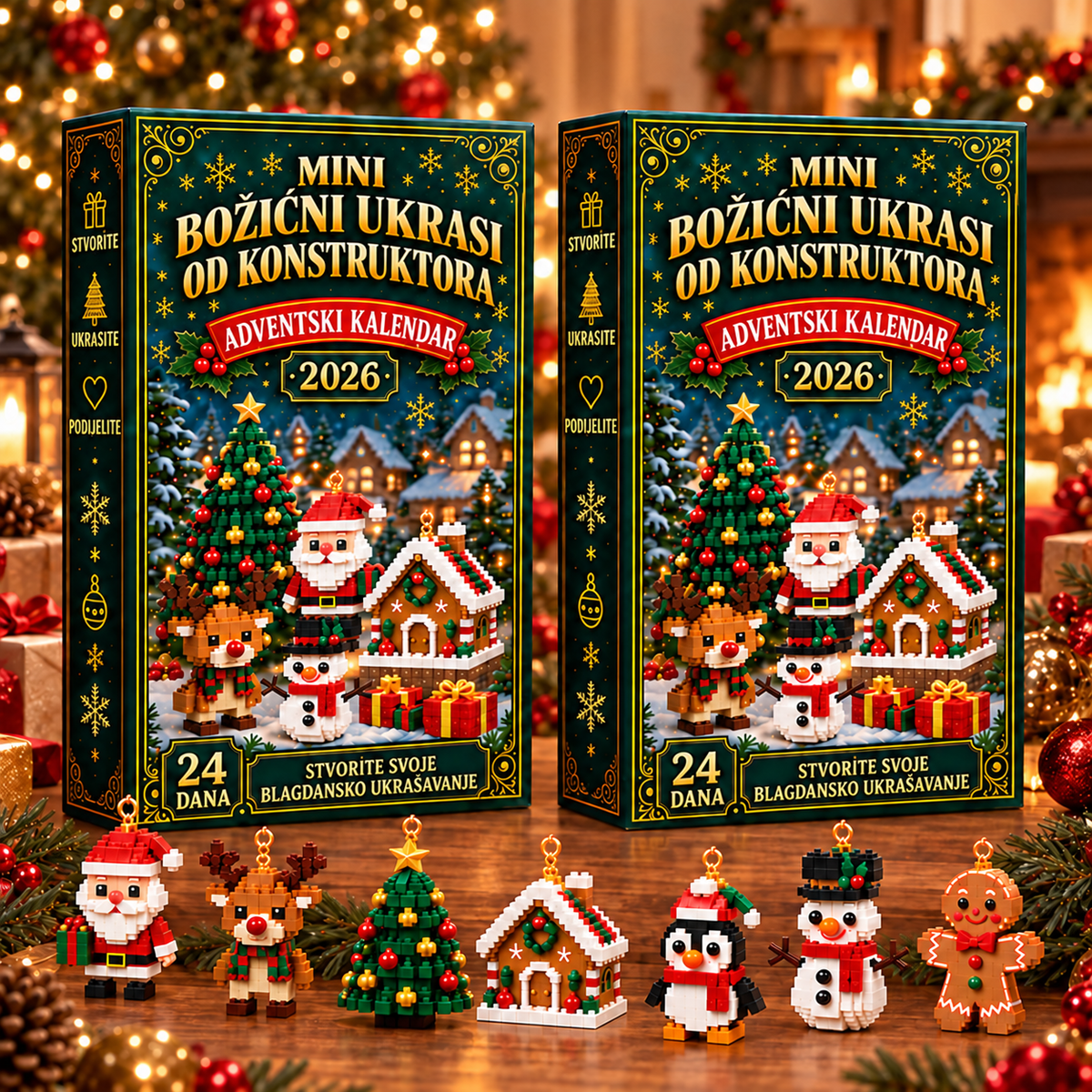 Adventski kalendar s 24 mini božićna ukrasa za slaganje – 3