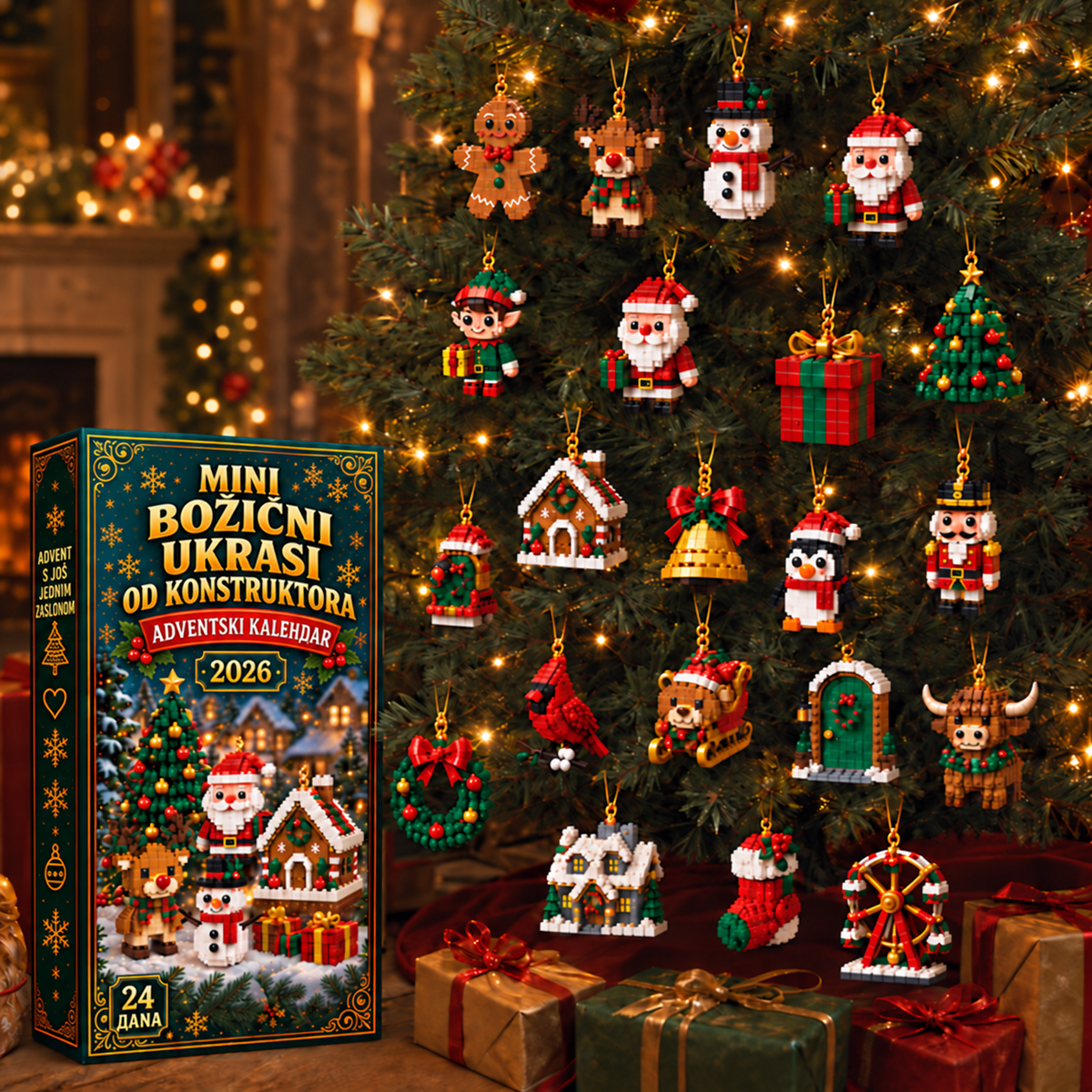 Adventski kalendar s 24 mini božićna ukrasa za slaganje – 6