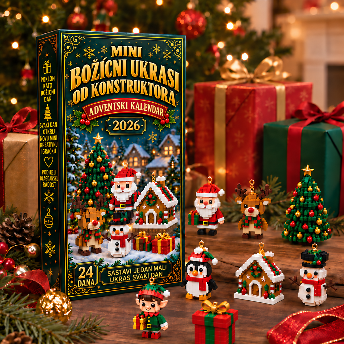 Adventski kalendar s 24 mini božićna ukrasa za slaganje – 7