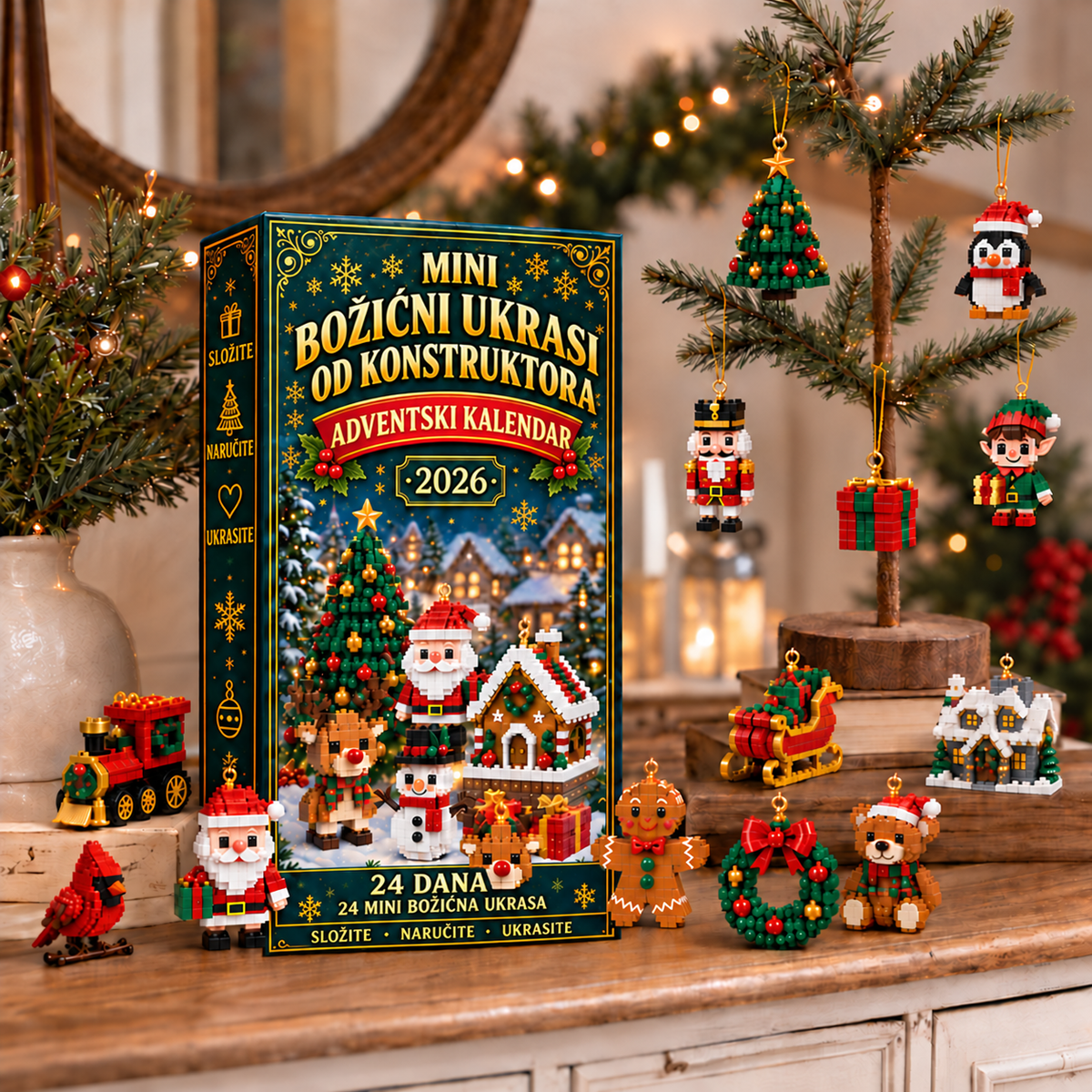 Adventski kalendar s 24 mini božićna ukrasa za slaganje – 8