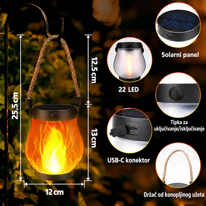 Solarna svjetiljka s efektom plamena – solarno i USB-C punjenje – 7