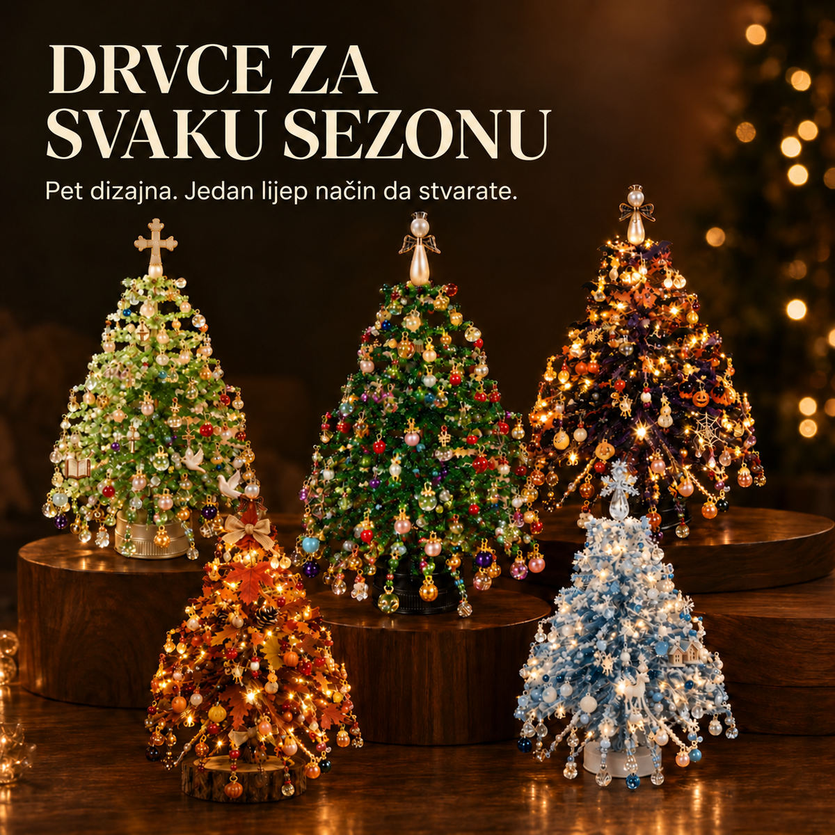 Svjetleće sezonsko stolno drvce uradi sam – 5 dizajna – 4