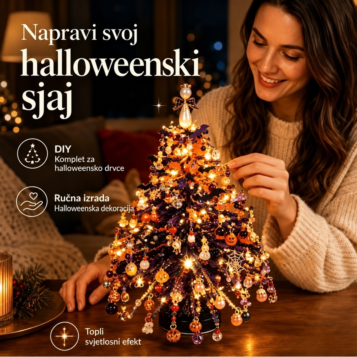 Svjetleće sezonsko stolno drvce uradi sam – 5 dizajna – 9
